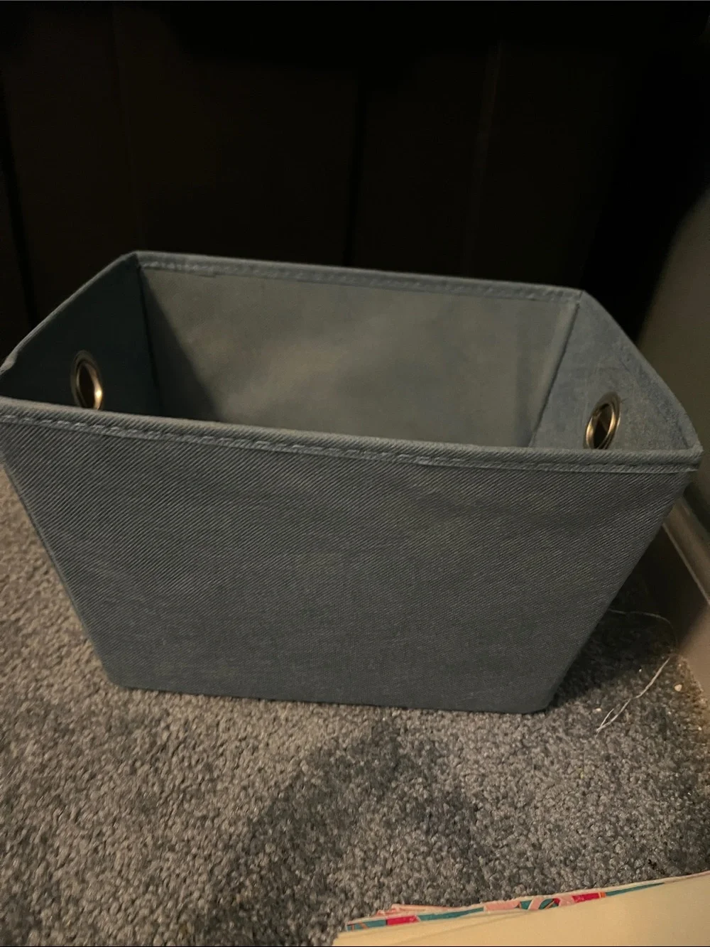 Blue Fabric Storage Bin with Metal Grommets - Home Accents used once at wedding